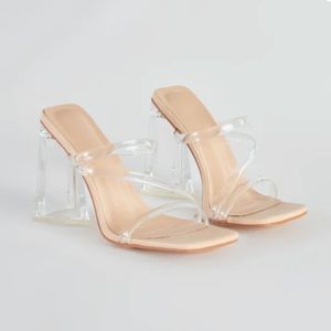 Clear windsor strappy block heel